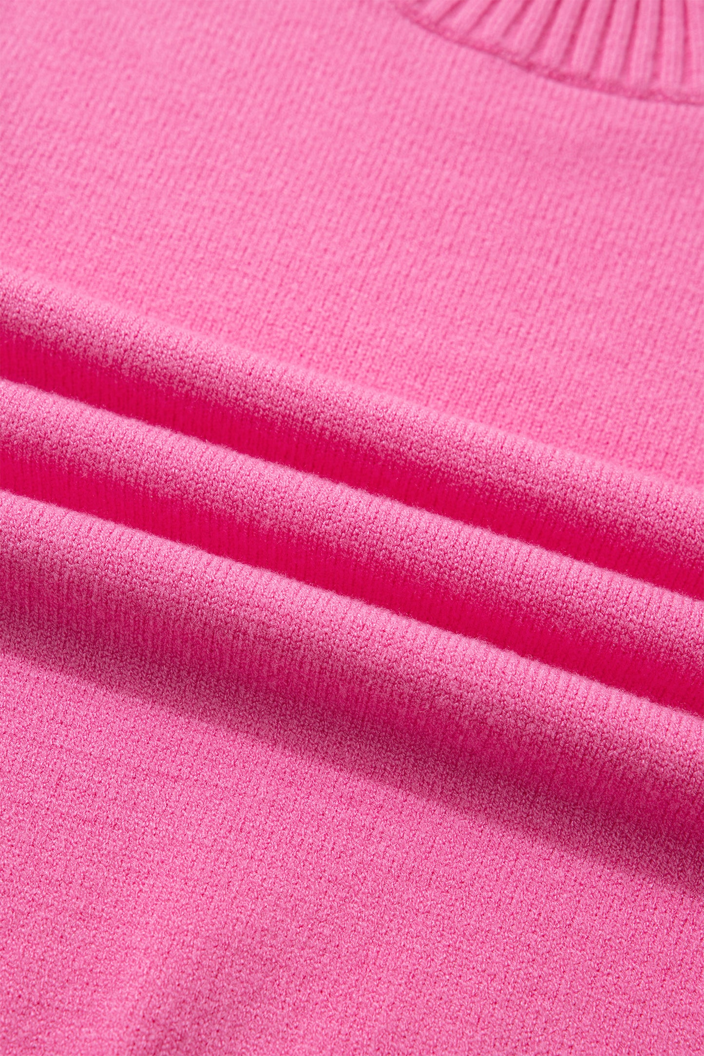 Bright Green Solid Color Ribbed Trim Round Neck Ruffle Short Sleeve Sweater