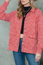 Red Snap Button Casual Flap Pockets Jacket