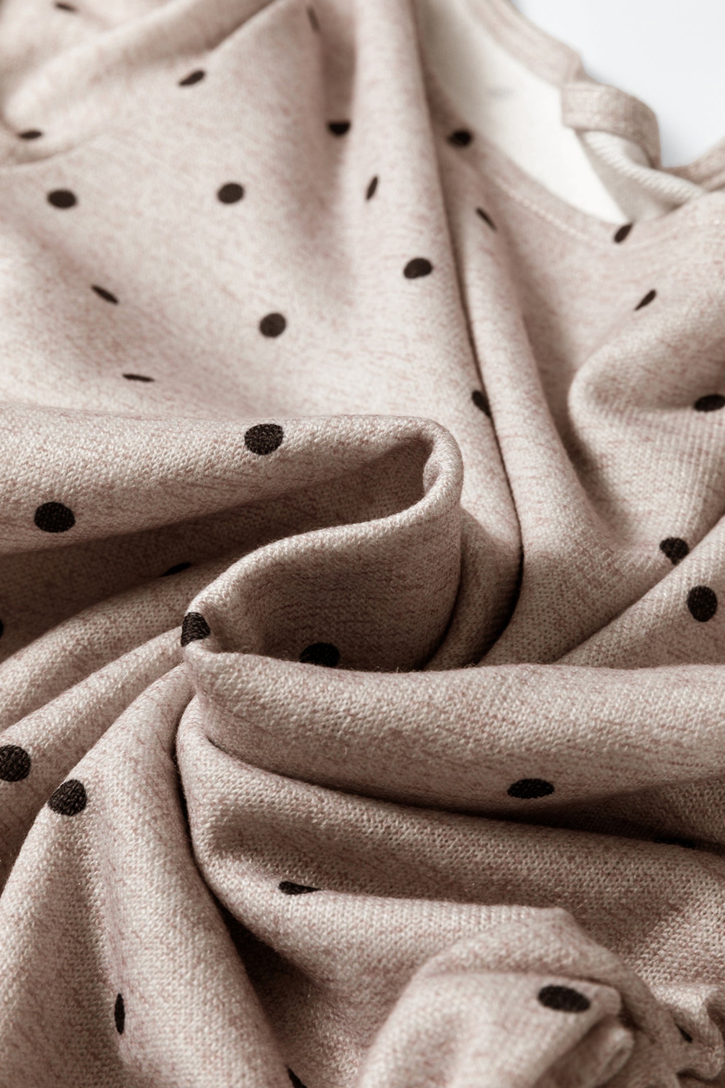 Dark Brown Polka Dot Boat Neck Knit Long Sleeve T Shirt