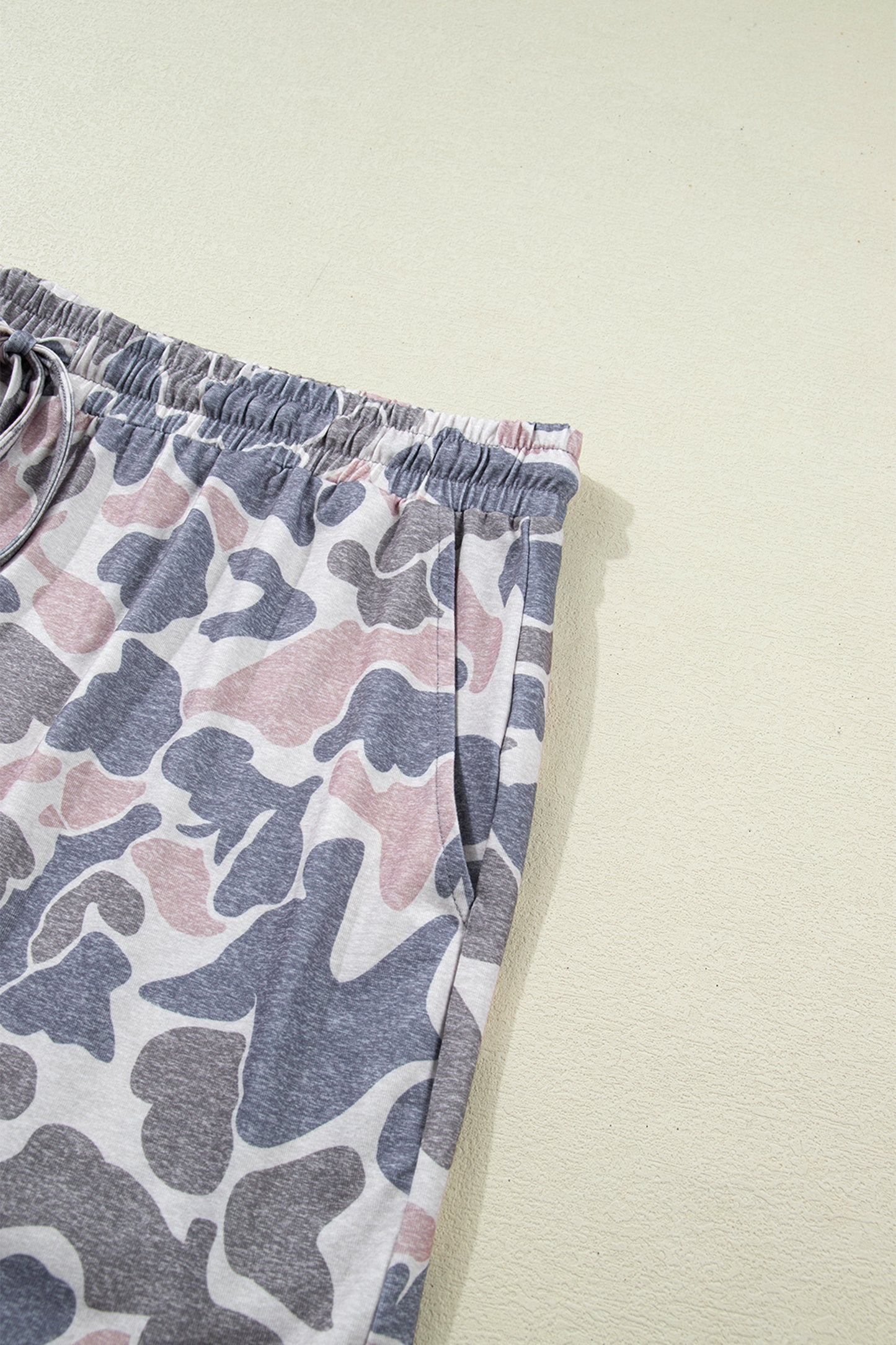 Multicolour Plus Size Camouflage Print Casual Tee and Shorts Set