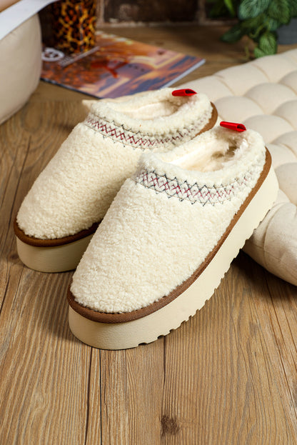 Chestnut Suede Contrast Plush Thick Sole Slippers