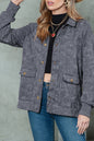 Red Snap Button Casual Flap Pockets Jacket