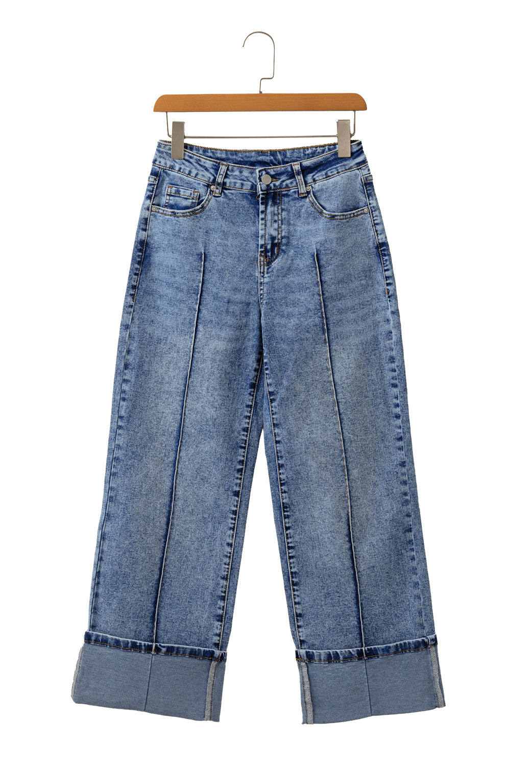 Myosotis Center Seam Straight High Waist Jeans
