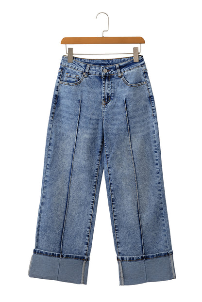 Myosotis Center Seam Straight High Waist Jeans