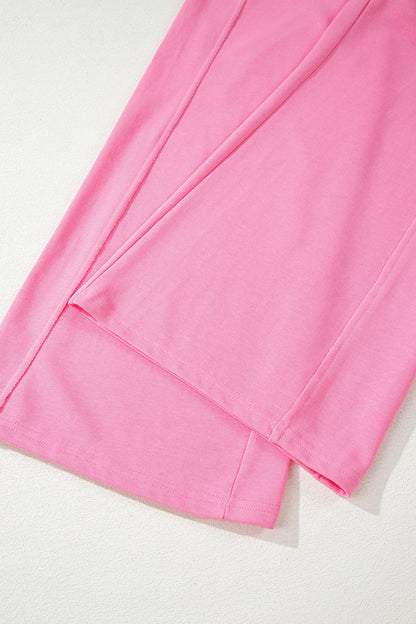 Sachet Pink Slim Ribbed Tank Top and Sweatpants Set