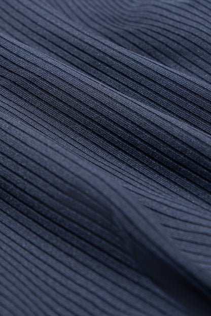 Navy Blue Color Block Edge Ribbed Pocketed Lined Athletic Dress