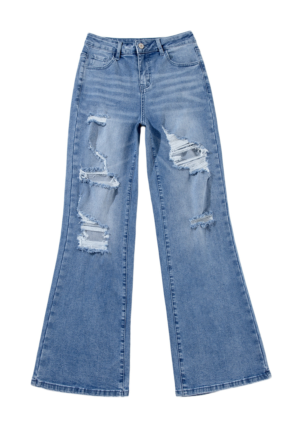 Ashleigh Blue Acid Wash Distressed Wide Leg High Waist Jeans