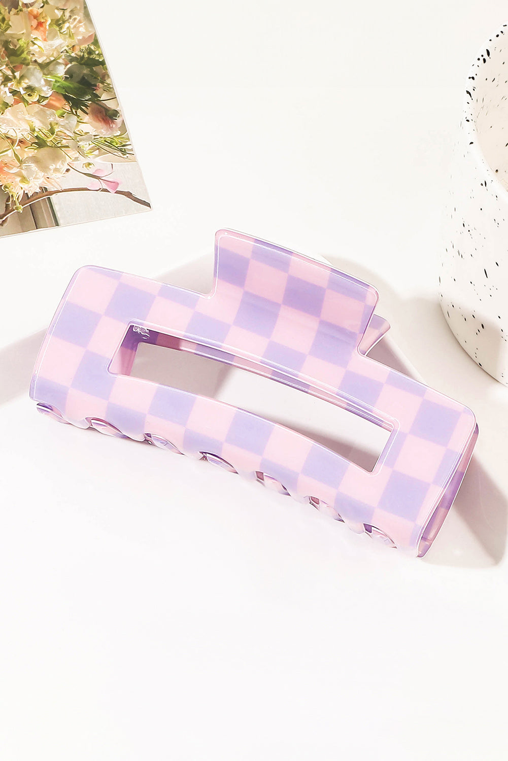 Checkered Print Hollow Out Hair Clip