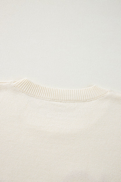 Apricot Halloween Boo Drop Shoulder Knit Sweater