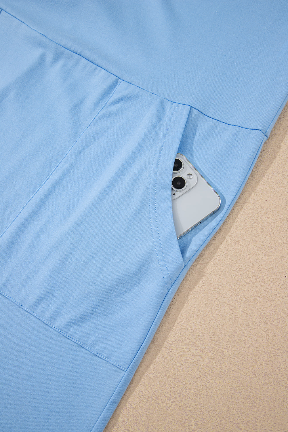 Myosotis Loose Half Sleeve V Neck Plain Romper