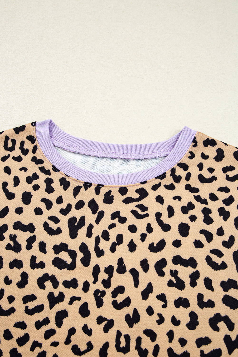 Purple Striped Leopard Colorblock Side Slits Sweatshirt