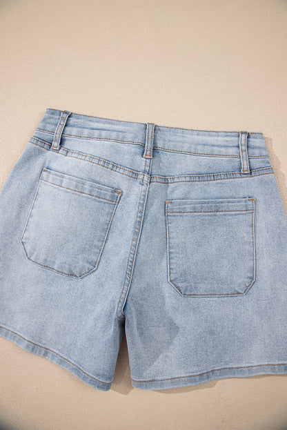 Beau Blue Light Wash High Rise Denim Shorts