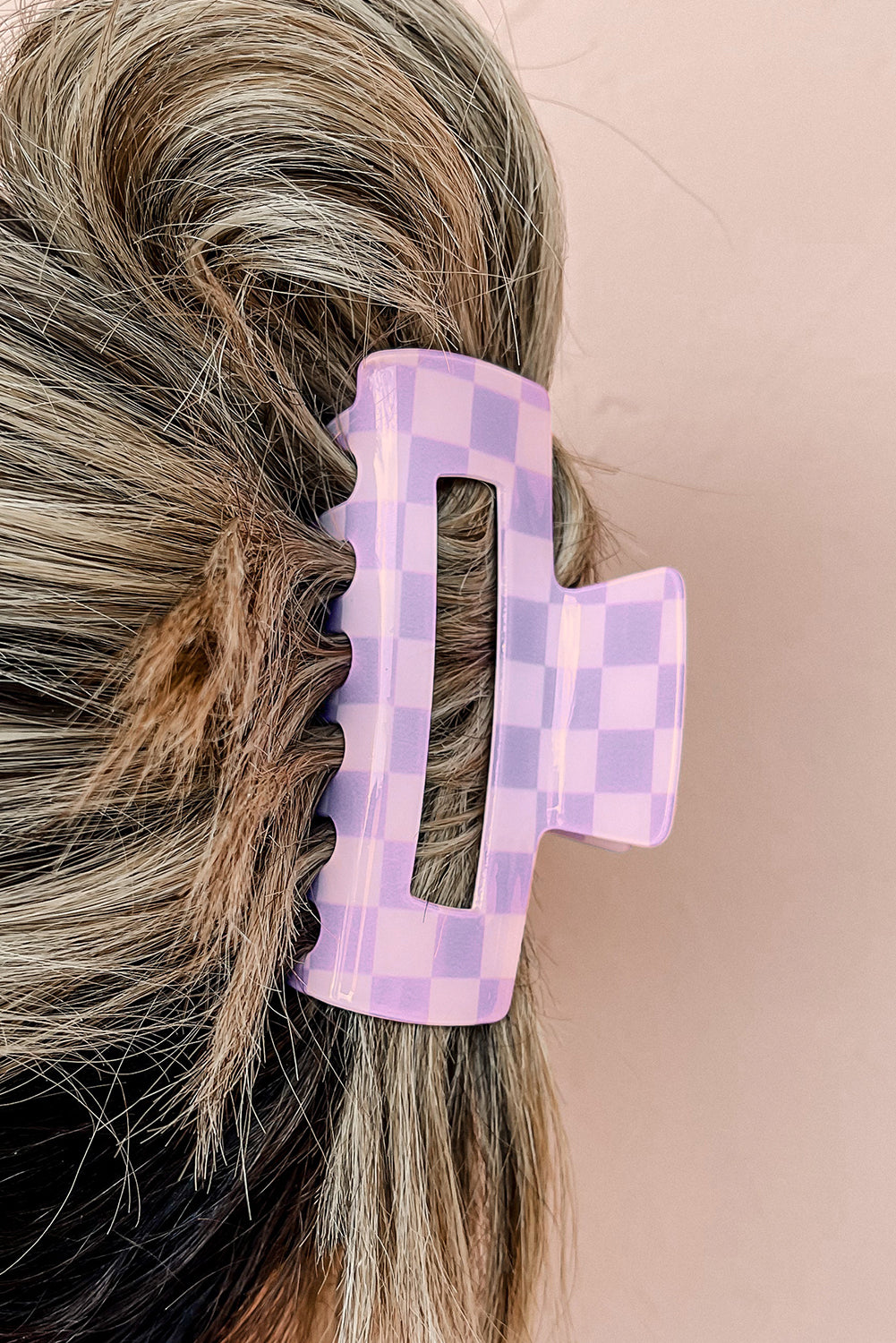 Checkered Print Hollow Out Hair Clip