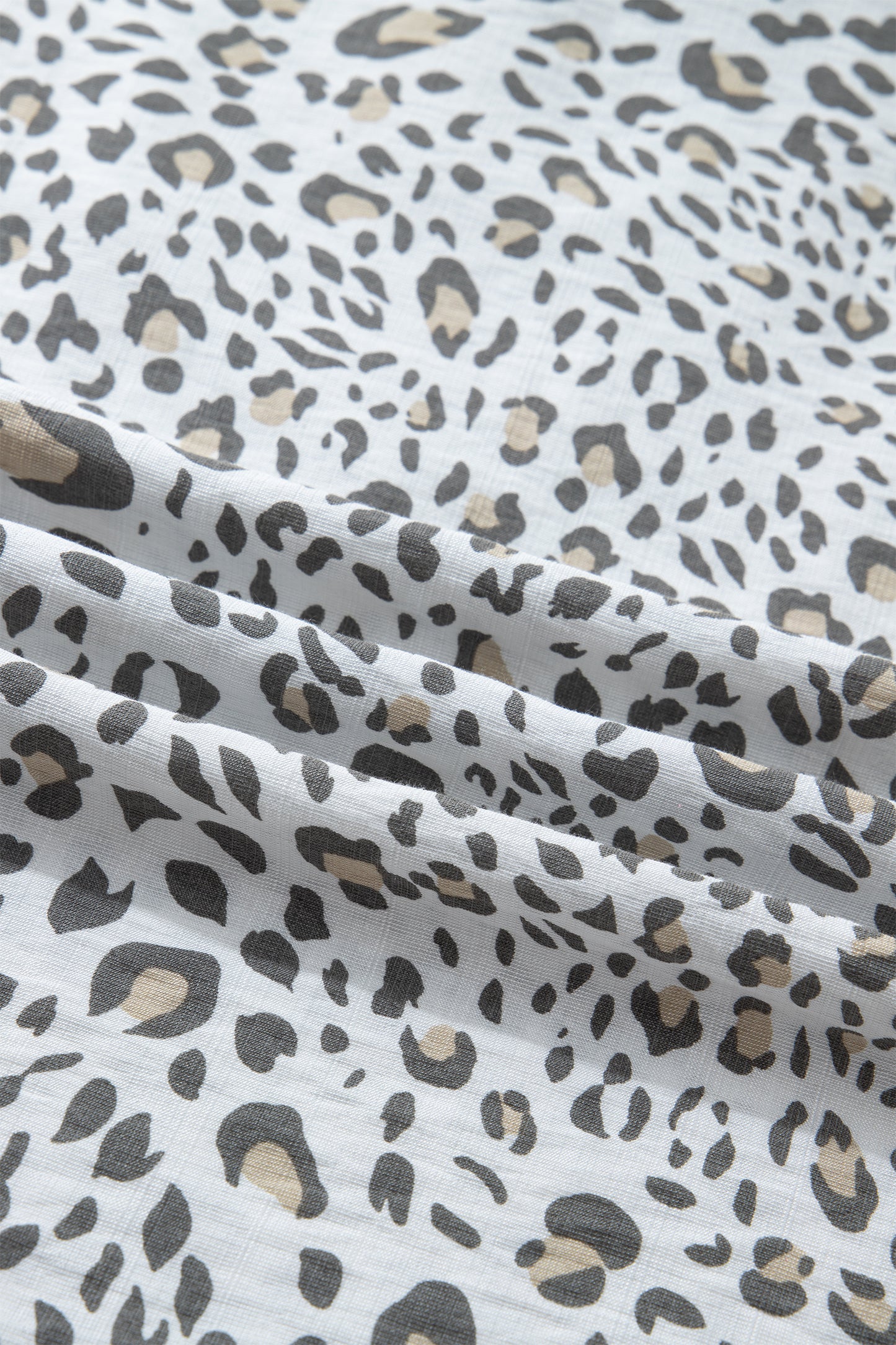 White Leopard Printed Color Block Patchwork V Neck Cap Sleeve Blouse