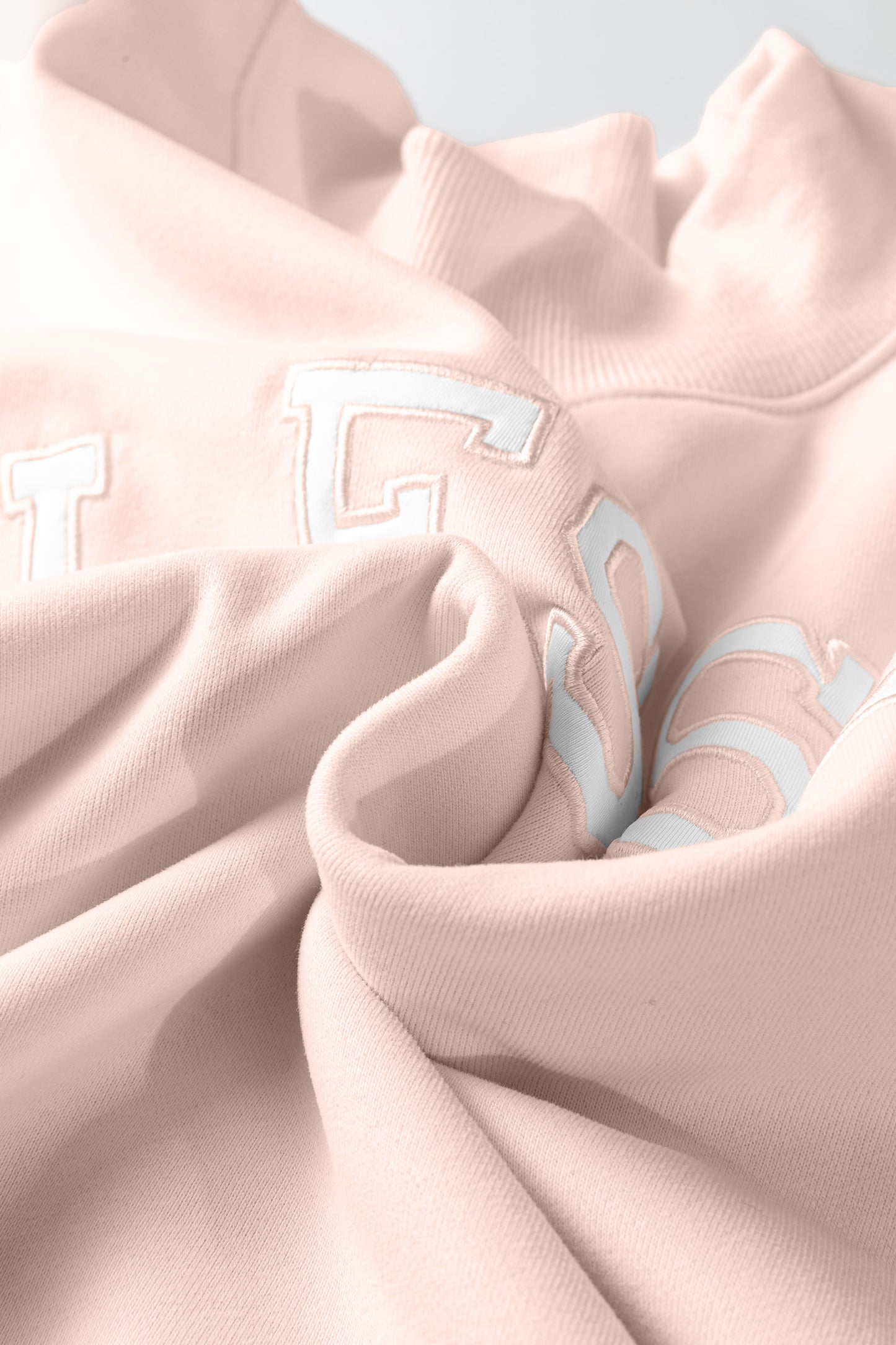 Bright Pink Oversize Blessed Embroidered Mock Neck Sweatshirt