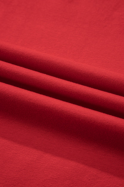 Fiery Red Stars Stripes Short Puff Sleeve Top