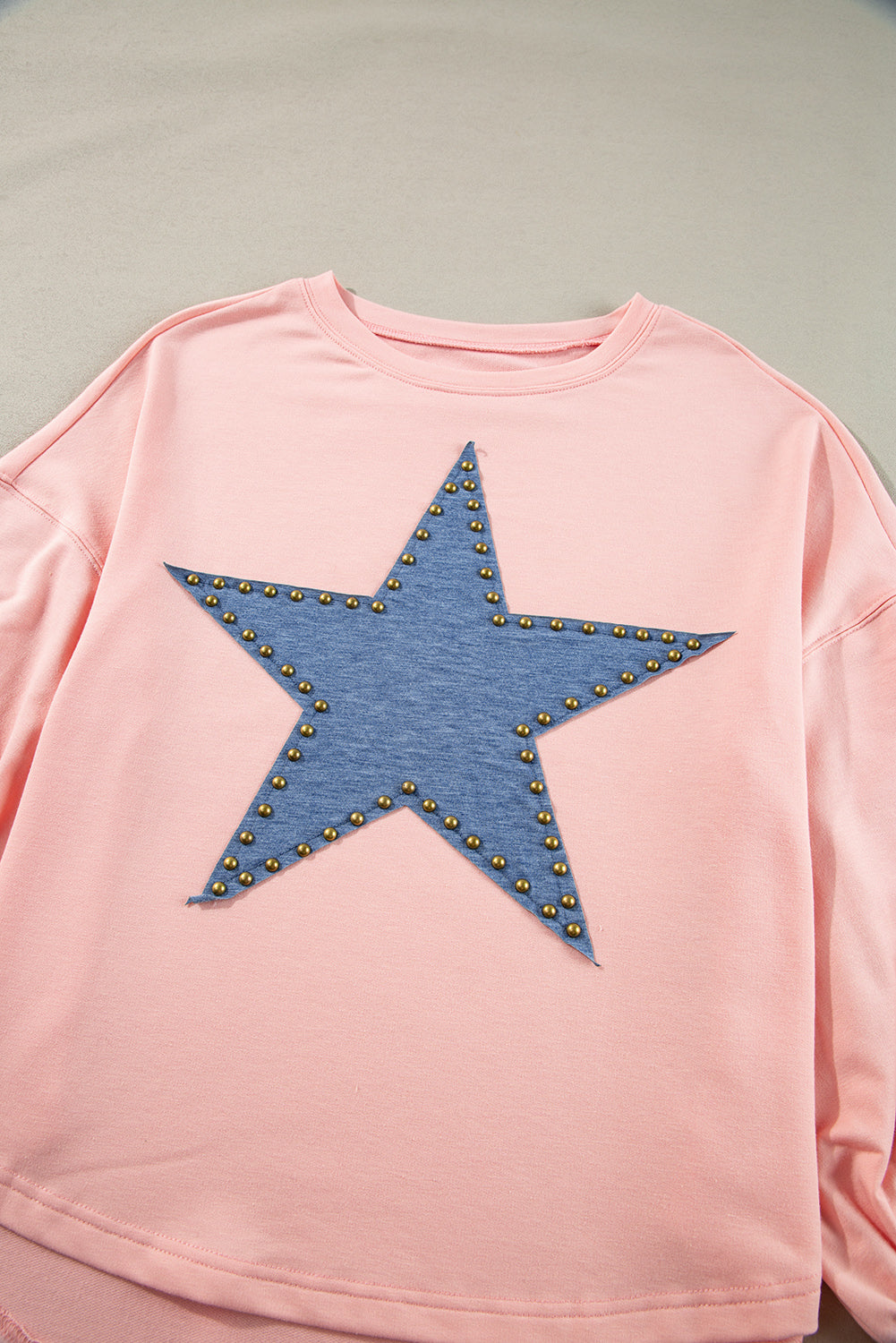 Black Studded Star Graphic Oversized Top