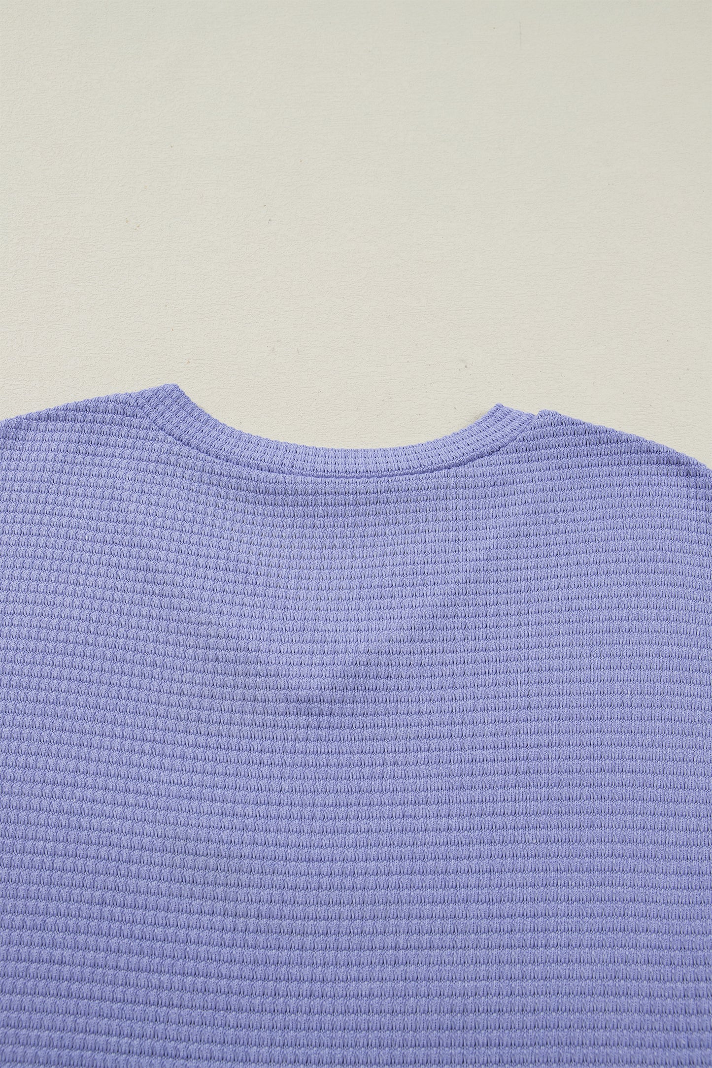 Clearly Aqua Waffle V Neck Short Sleeve Knit Top