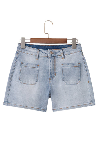 Beau Blue Light Wash High Rise Denim Shorts