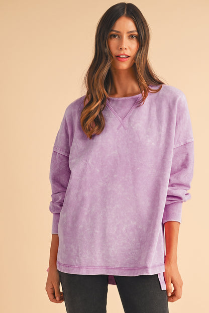 Orchid Petal Mineral Wash Drop Shoulder Oversized Sweatshirt