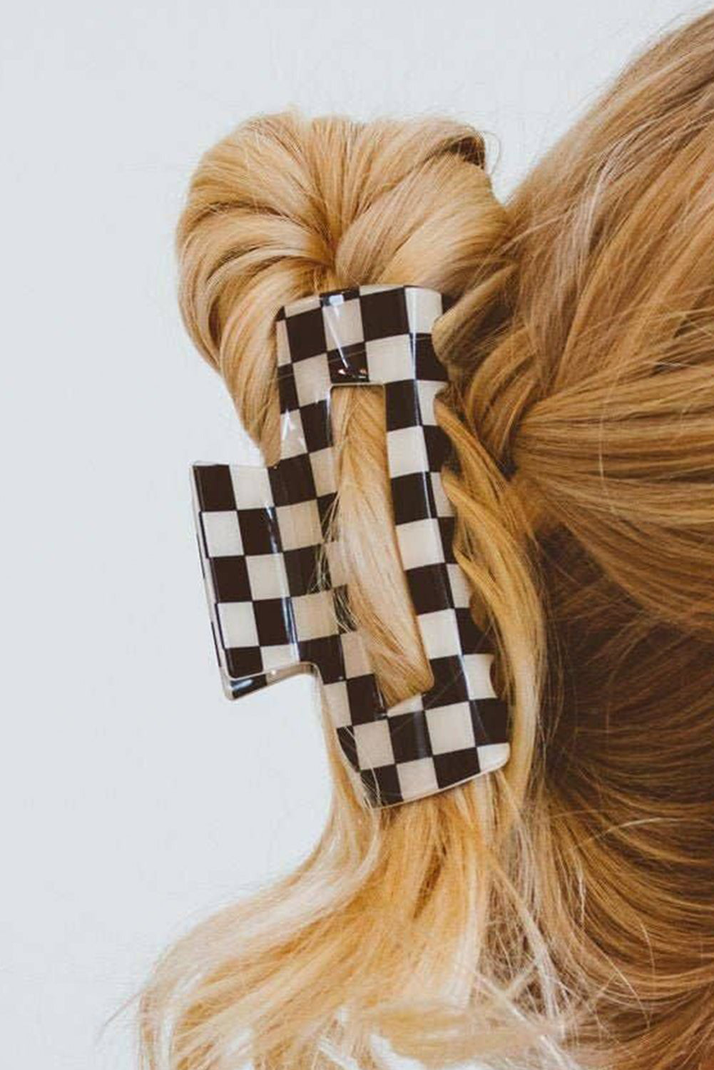 Checkered Print Hollow Out Hair Clip