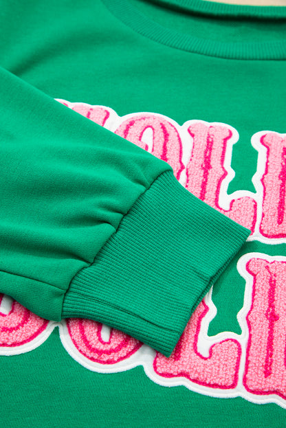 Sea Green HOLLY JOLLY Letter Christmas Holiday Sweatshirt