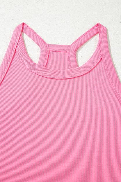 Sachet Pink Slim Ribbed Tank Top and Sweatpants Set