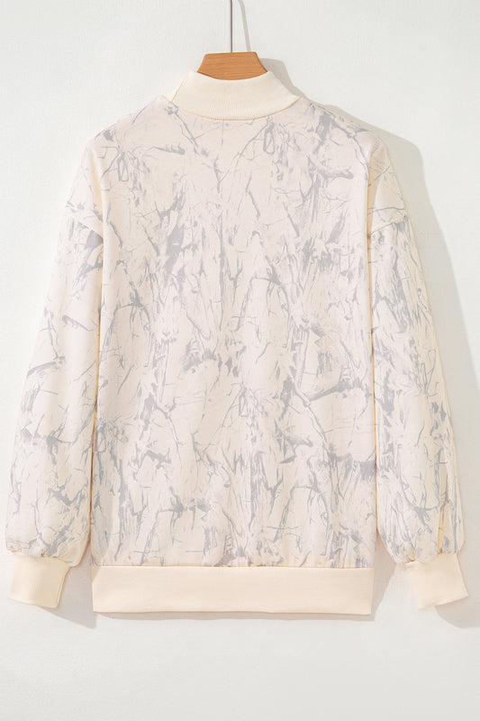 Khaki TEXAS Embroidered Camo Mock Neck Sweatshirt