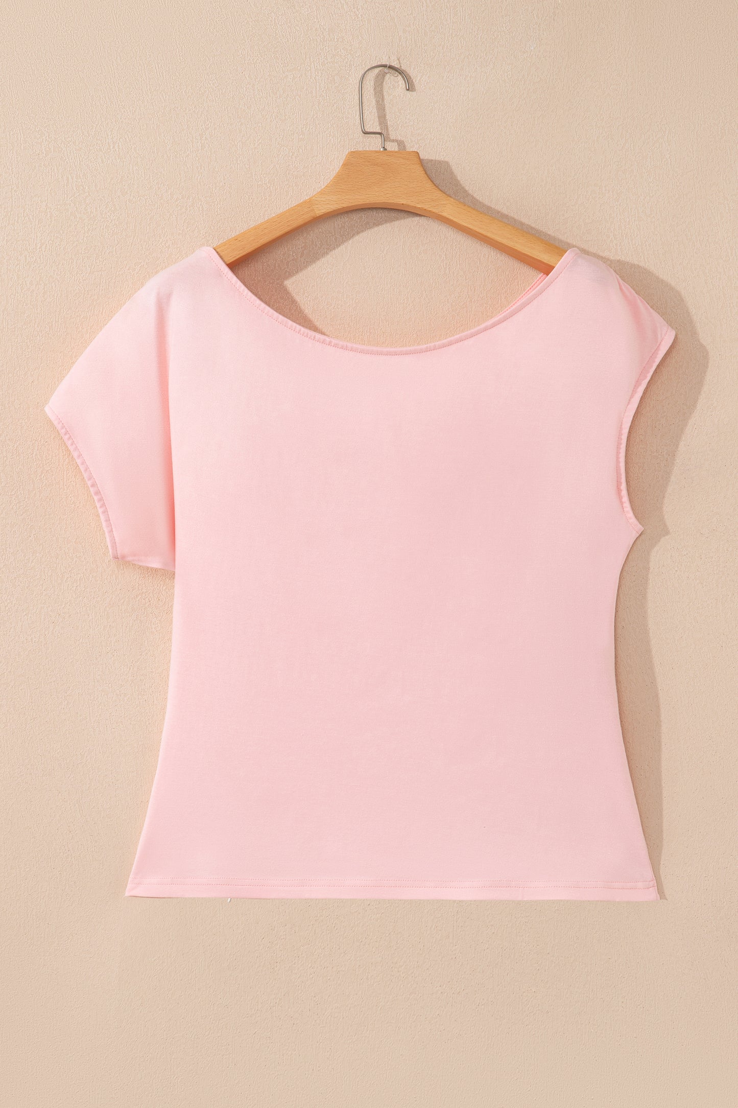 Black Plus Size Solid Color Asymmetric Neck Short Sleeve Blouse