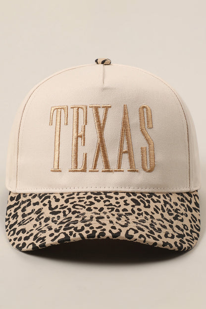 Camel TEXAS Embroidered Leopard Contrast Baseball Cap