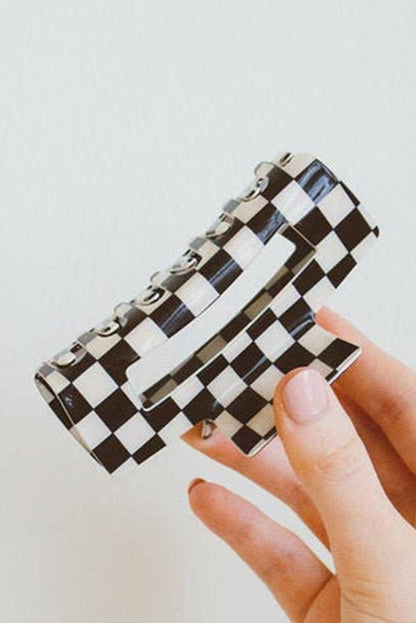 Checkered Print Hollow Out Hair Clip