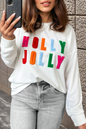 Bonbon Chenille Holly Jolly Graphic Christmas Long Sleeve Top