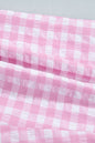 Pink Gingham Print Ruffle Striped Detail Lace Tie Shorts